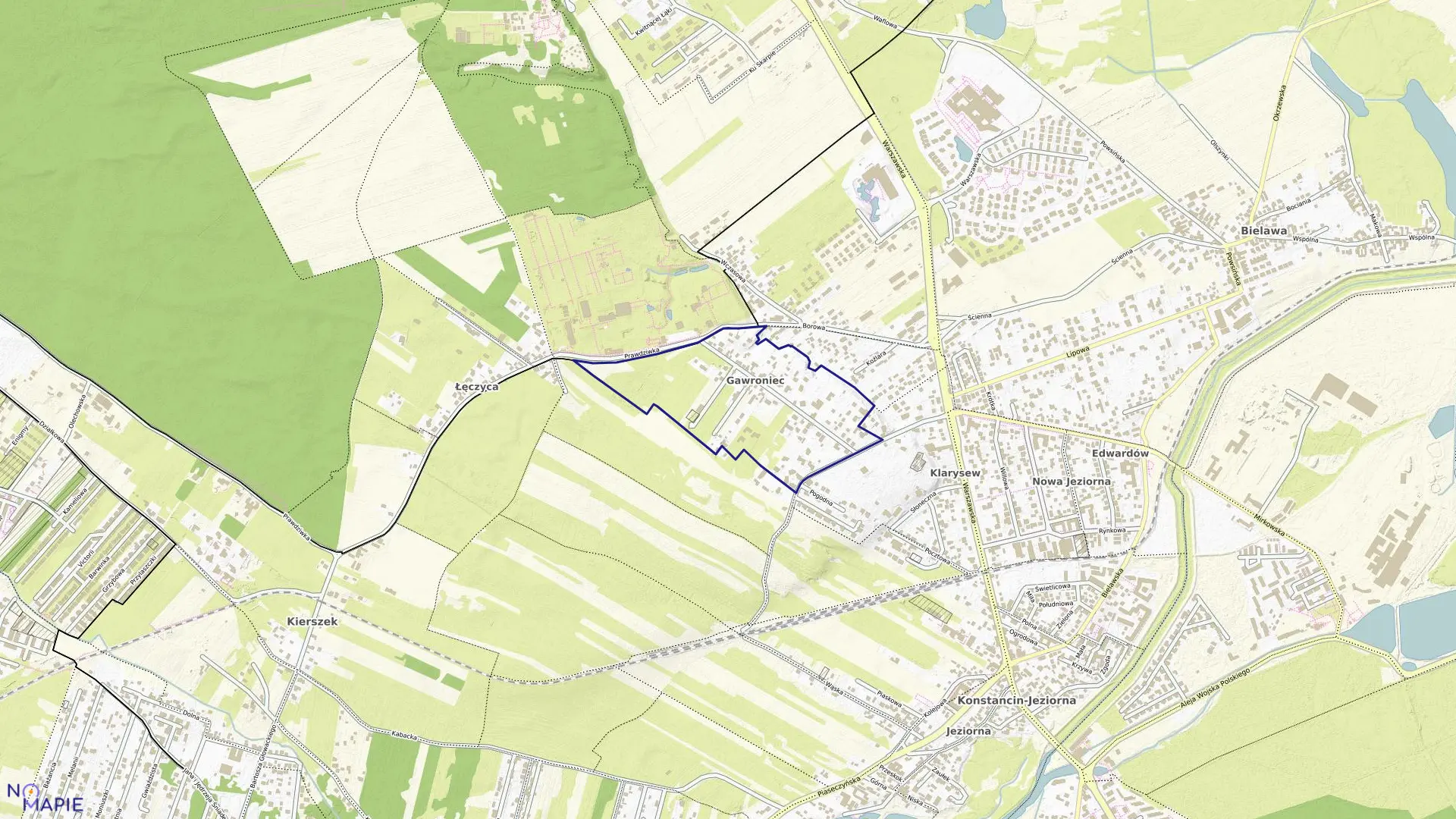 Mapa obrębu 01-02 w gminie Konstancin-Jeziorna