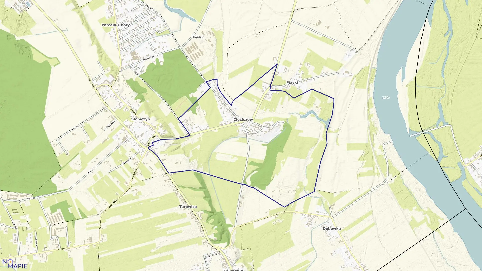 Mapa obrębu CIECISZEW w gminie Konstancin-Jeziorna