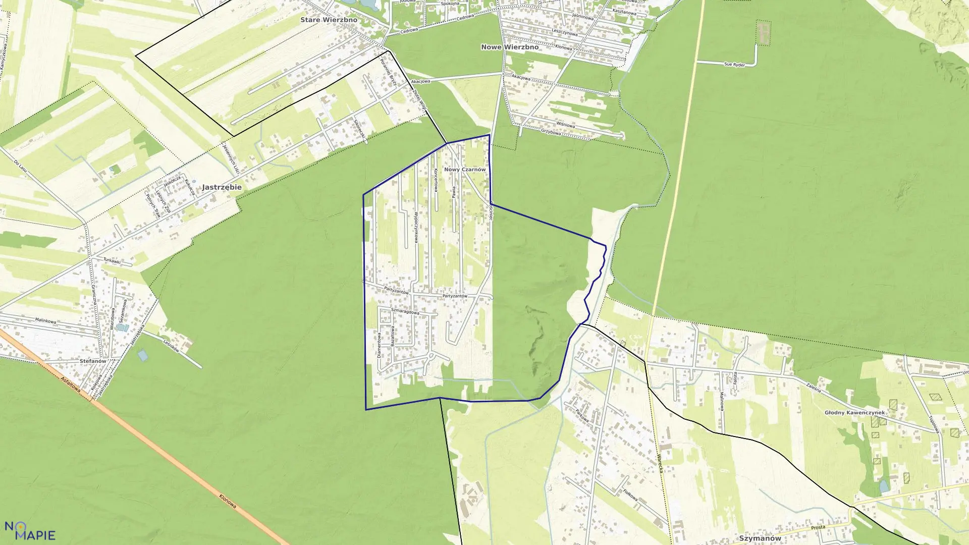 Mapa obrębu CZARNÓW w gminie Konstancin-Jeziorna