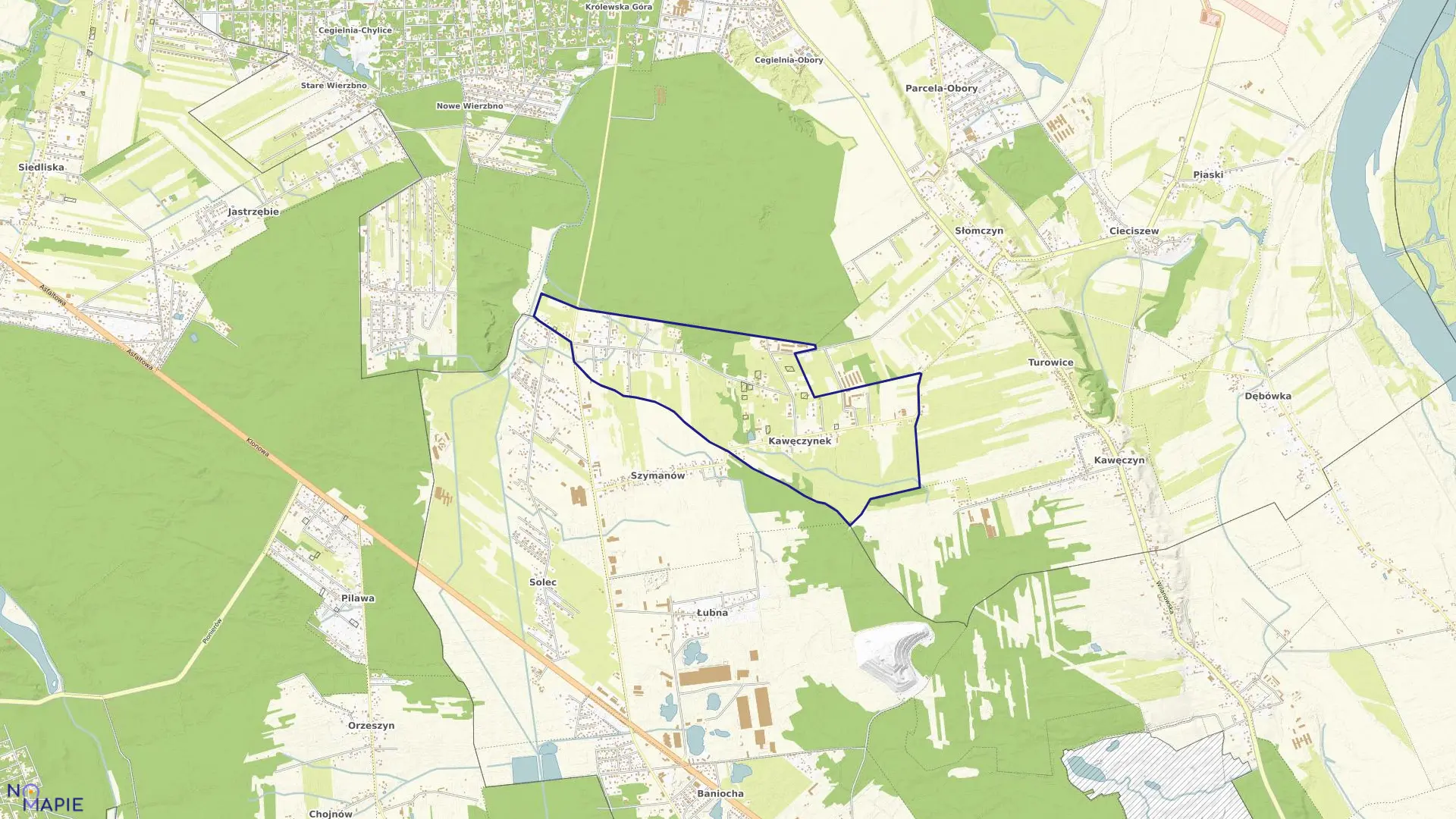 Mapa obrębu KAWĘCZYNEK-BOROWINA w gminie Konstancin-Jeziorna