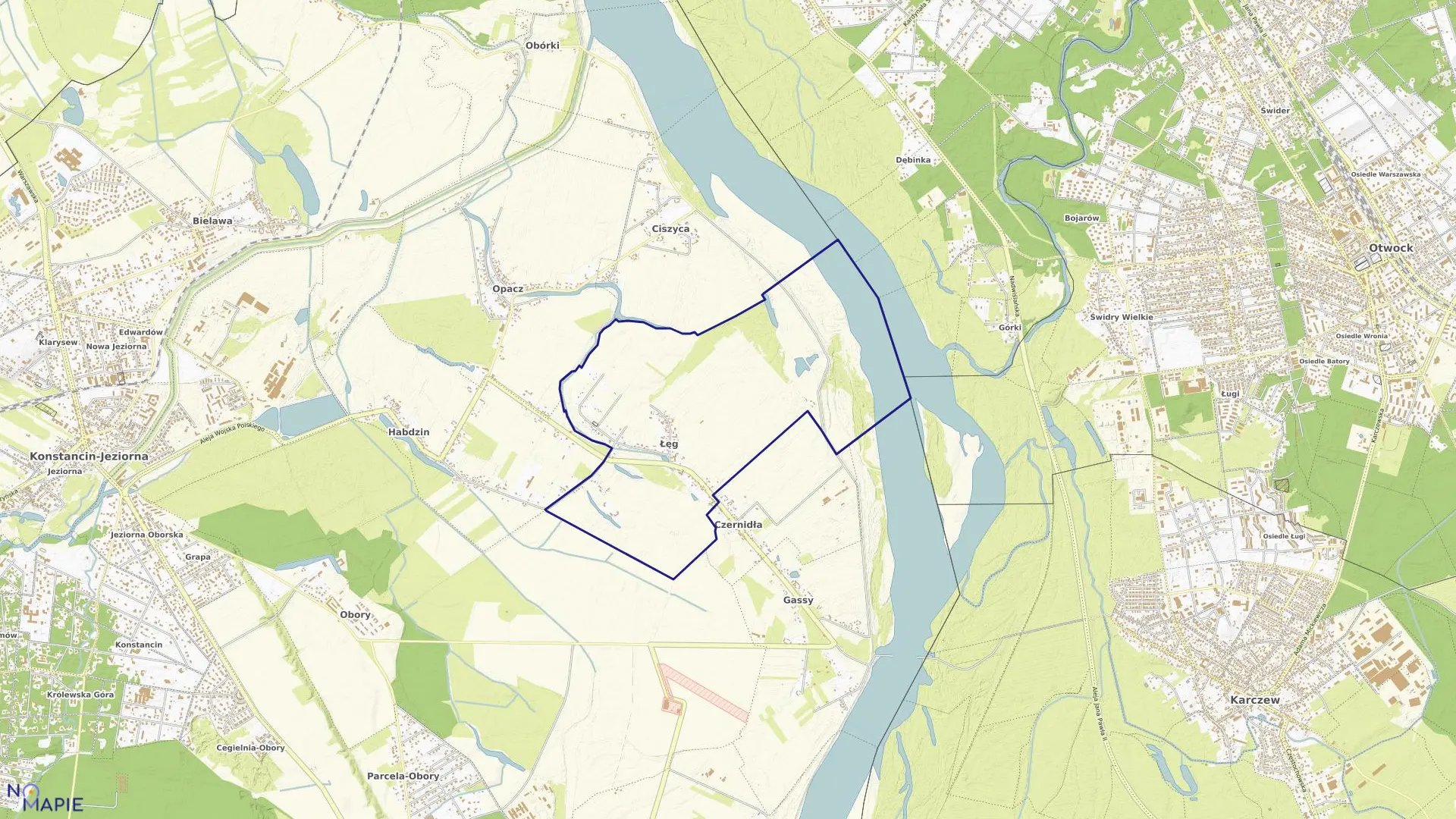 Mapa obrębu ŁĘG w gminie Konstancin-Jeziorna