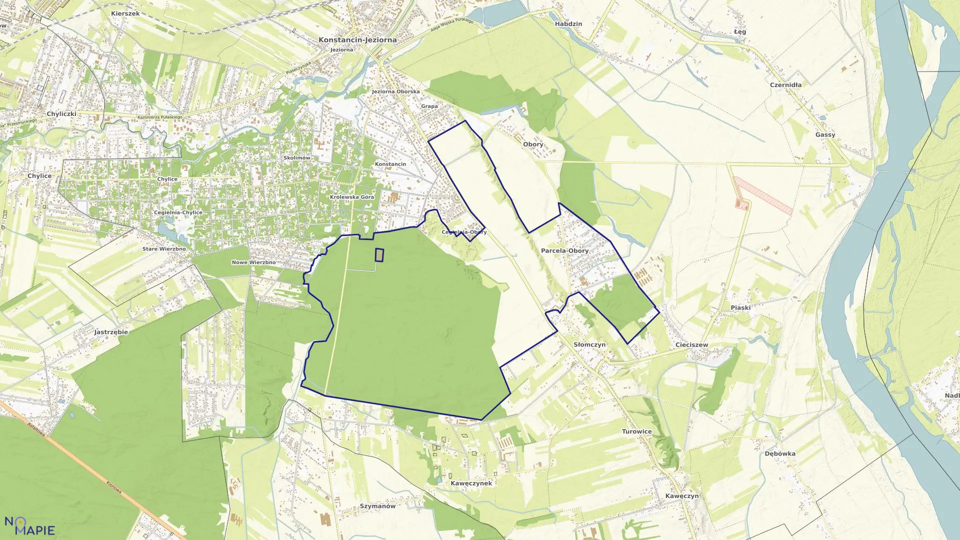 Mapa obrębu OBORY-ŁYCZYN w gminie Konstancin-Jeziorna